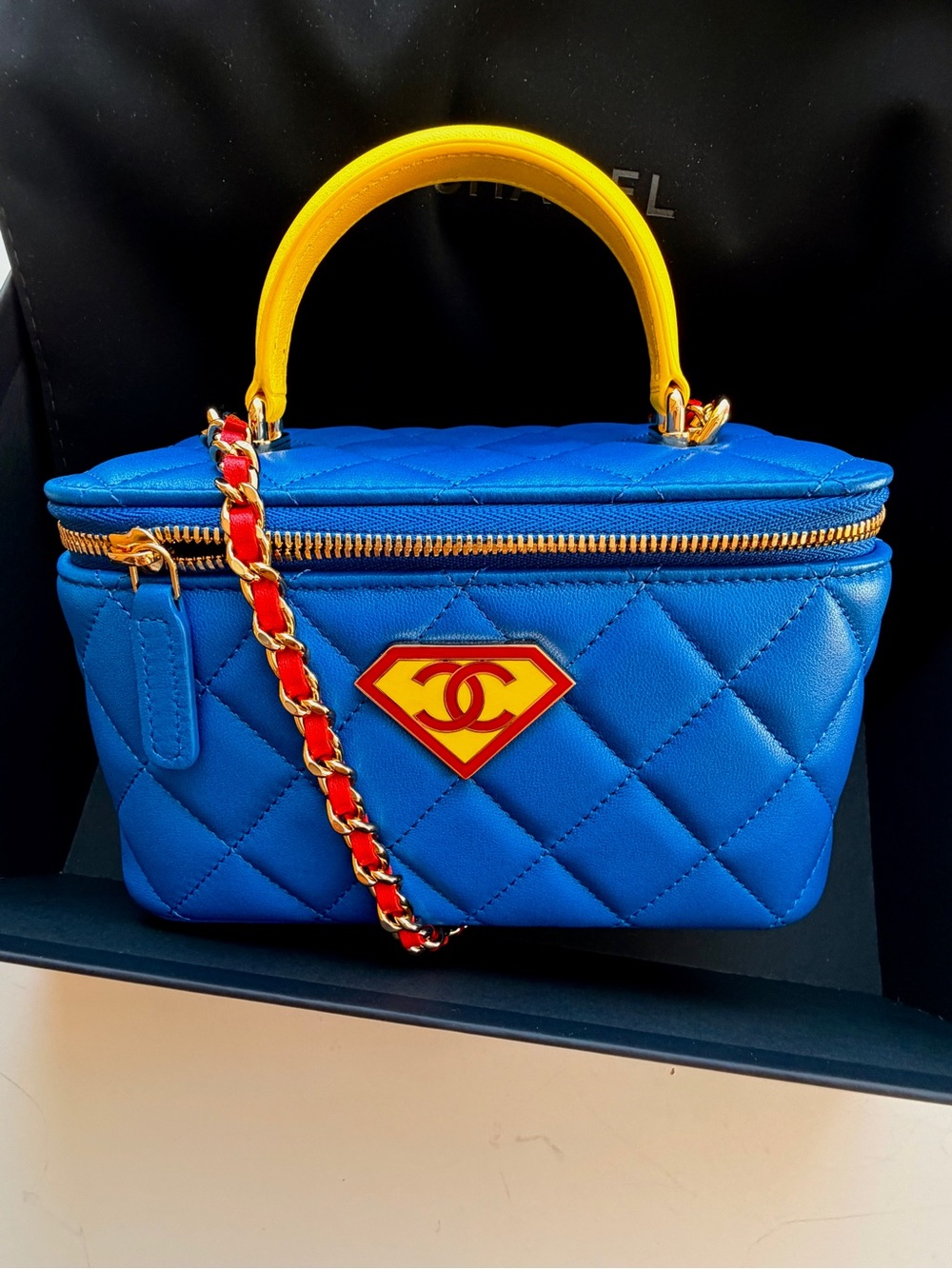 CHANEL SUPERMAN VANITY BAG DC COLLABORATION BRAND NEW IN BOX